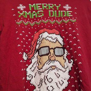 MERRY XMAS DUDE Boys Long Sleeve Shirt Size XXL (18), Equiv to Men's S/M Holiday